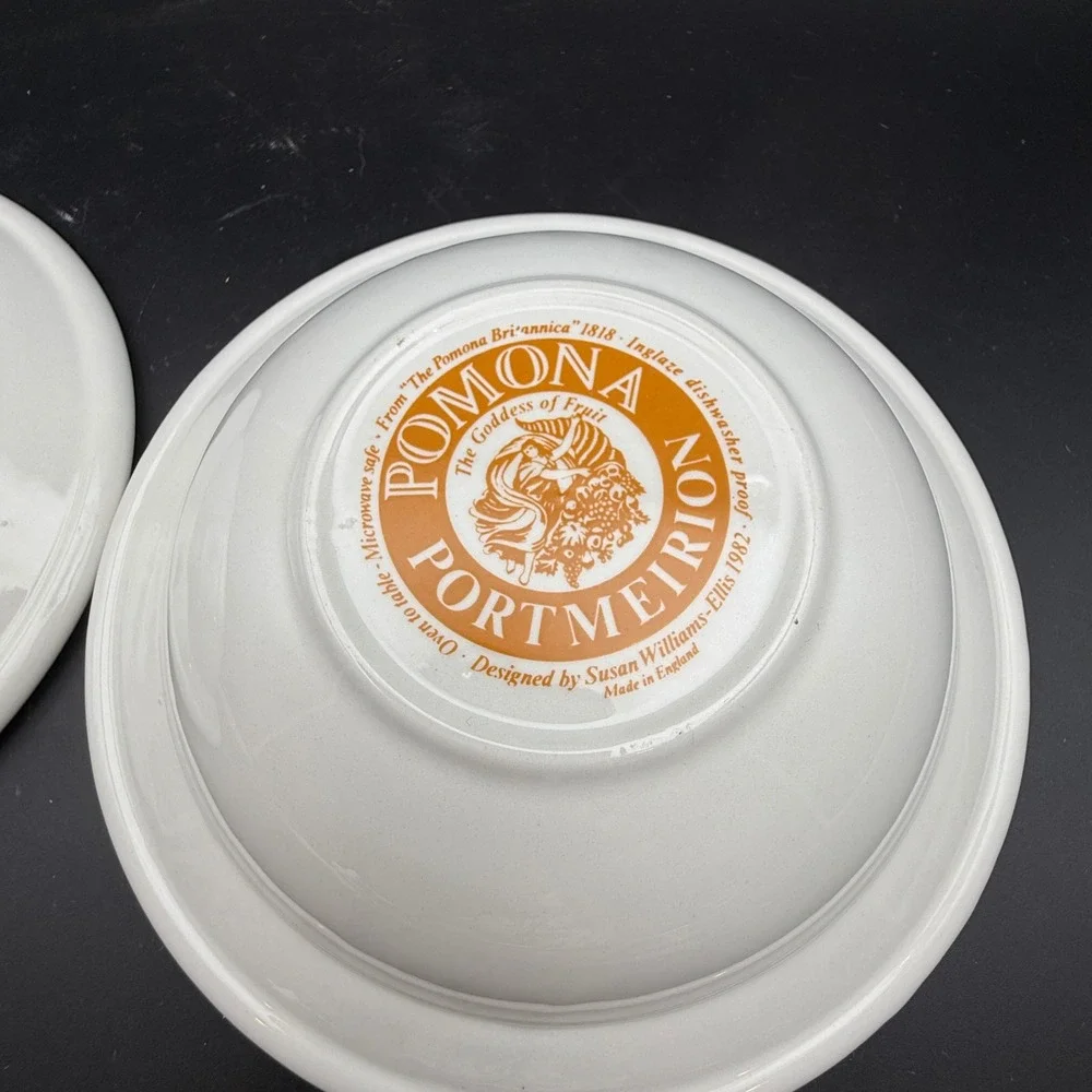 Vintage Portmeirion Pomona Rimmed Cereal Bowls Set 2 Fruit Botanical Cottagecore